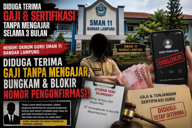 
					Terungkap! Dugaan Guru Tak Mengajar Tapi Tetap Terima Gaji di SMAN 11 Bandar Lampung, Bungkam Saat Dikonfirmasi