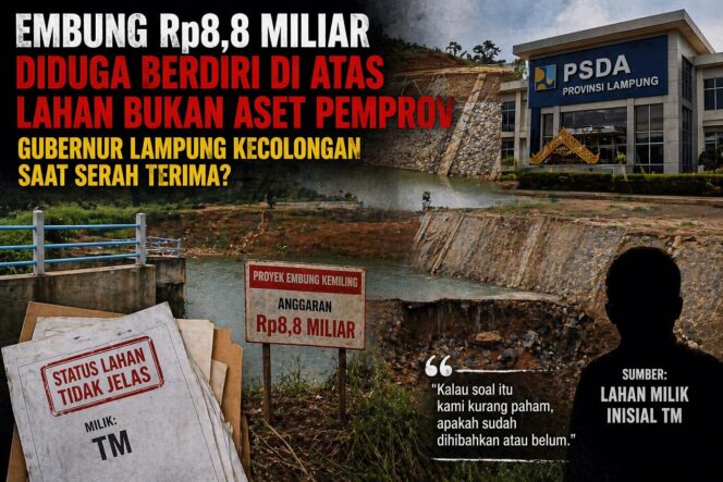 
					Embung Rp8,8 Miliar Diduga Berdiri di Atas Lahan Pribadi—Gubernur Lampung Kecolongan atau Tutup Mata Saat Serah Terima?
