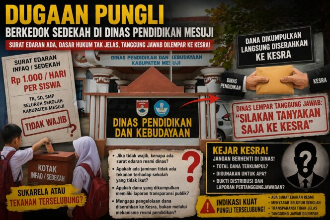 
					AROMA PUNGLI DI BALIK SEDEKAH SEKOLAH: DINAS PENDIDIKAN MESUJI TAK JELAS DASAR HUKUM, TANGGUNG JAWAB DILEMPAR KE KESRA