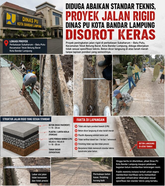 
					Tanpa Pondasi, Proyek Jalan Rigid di Teluk Betung Barat Seret Nama Dinas PU Bandar Lampung