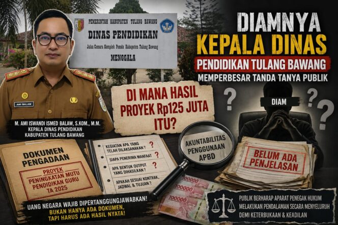 
					Di Mana Hasil Proyek Peningkatan Mutu Pendidikan Guru? Bungkamnya Kepala Dinas Perbesar Sorotan, Kejari Diharapkan Bertindak Profesional dan Transparan