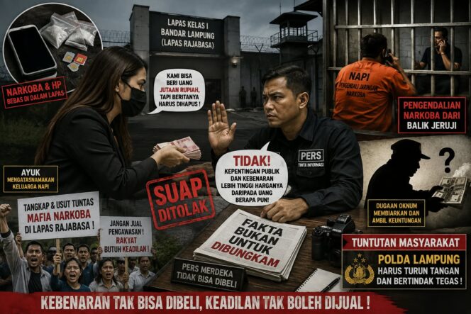 
					UANG JUTAAN RUPIAH UNTUK MENGHAPUS FAKTA! KELUARGA NAPI LAPAS RAJABASA MENAWARKAN SUAP.