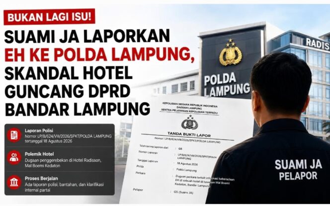 
					Bukan Lagi Isu! Suami JA Laporkan EH ke Polda Lampung, Skandal Hotel Guncang DPRD Bandar Lampung