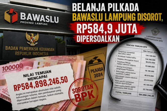 
					Temuan BPK Rp584,9 Juta, Tiga Pejabat Bawaslu Lampung Bungkam